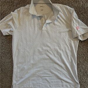 Merit Golf Club logo’d Johnnie-O White Polo with Subtle Pattern